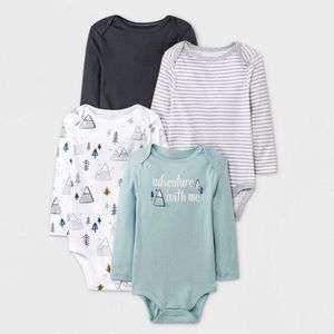 Baby Boys' 4pk 'Adventure Awaits' Long Sleeve Bodysuit - Cloud Island™ Green